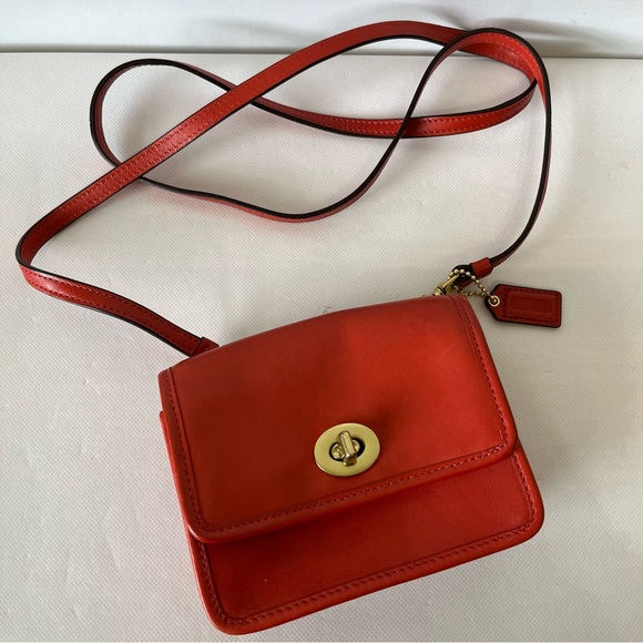 Coach Orange Turn Lock Mini Leather Crossbody Bag - Picture 16 of 16